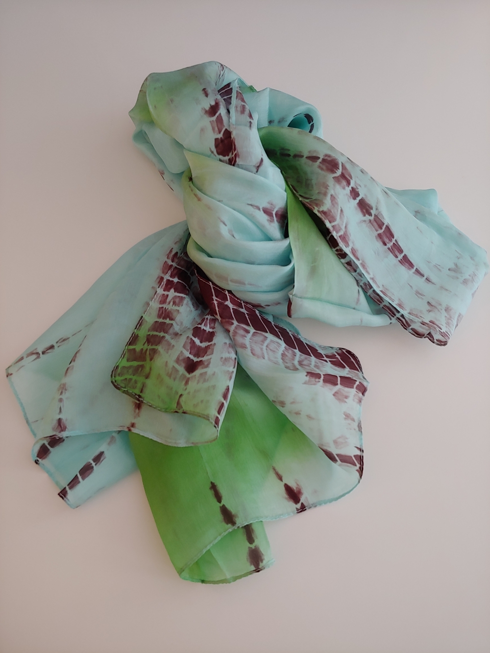 Silk Chiffon Aqua & Green  Women's Scarf
